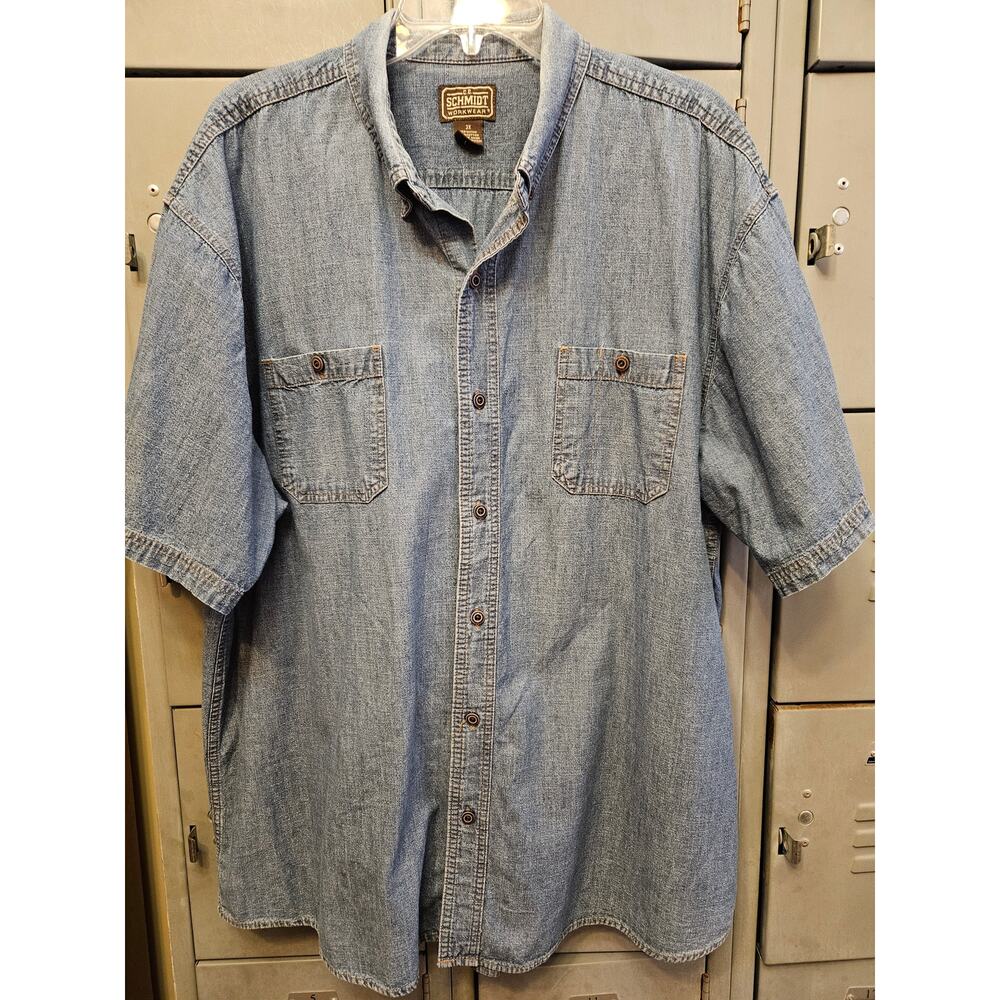 CE Schmidt Men's workwear cotton denim short sleeve work shirt Size 2X
